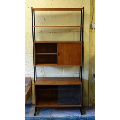 131 - Vintage Retro :  A British ladderax? Style Robex wall unit comprising of adjustable height 2 shelves... 