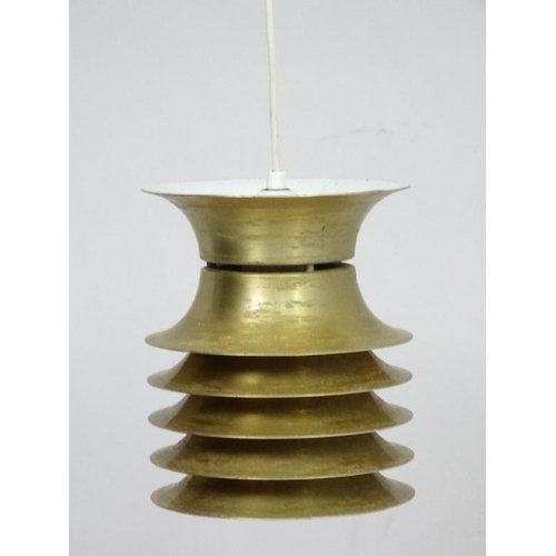 133 - Vintage Retro : a Danish Pendant lamp / light  of brushed bronze livery , probably designed by Carl ... 