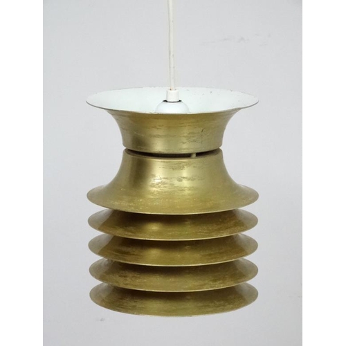 133 - Vintage Retro : a Danish Pendant lamp / light  of brushed bronze livery , probably designed by Carl ... 