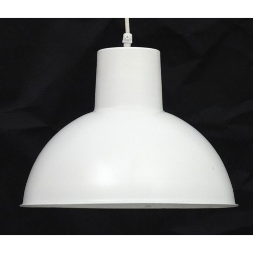 137 - Vintage Retro : a Danish Pendant lamp / light of white liveried exterior and white , a Bunker light ... 