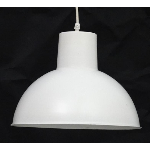 137 - Vintage Retro : a Danish Pendant lamp / light of white liveried exterior and white , a Bunker light ... 