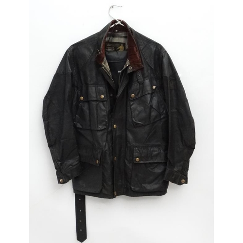 139 - Vintage Retro : A Trial master professional waxed jacket by Belstaff , dark brown with check lining ... 