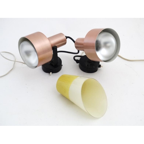 144 - Vintage Retro :   Two  British coppered aluminium covered wall spot lights of multi- directional for... 