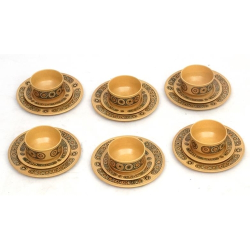 148 - Vintage Retro : A 1970s Kiln Craft 'Bacchus' pattern 6 setting tea set , including 6 cups, 6 saucers... 