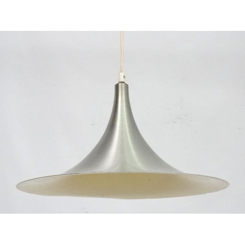 151 - Vintage Retro : a Danish Pendant lamp / light of brushed aluminium livery the ' Semi ', as designed ... 