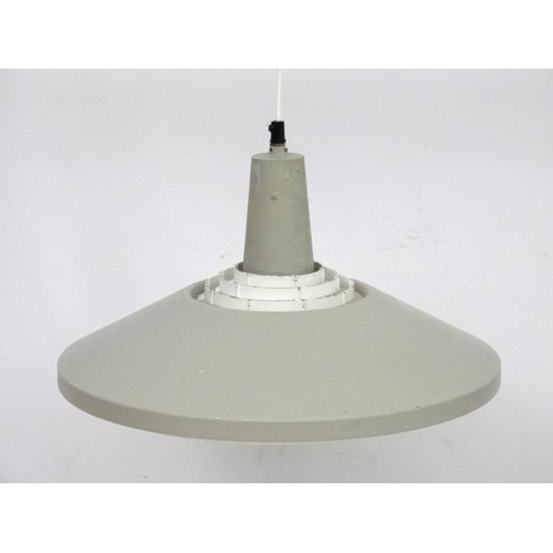 156 - Vintage Retro : a Danish Fyns- Plan Pendant lamp / light   of grey and white livery with white plast... 