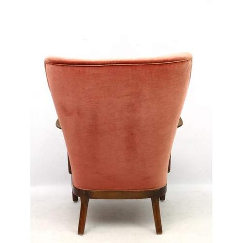 159 - Vintage Retro :   A Danish Art Deco open armchair : elbow chair with button back upholstery . 39'' h... 