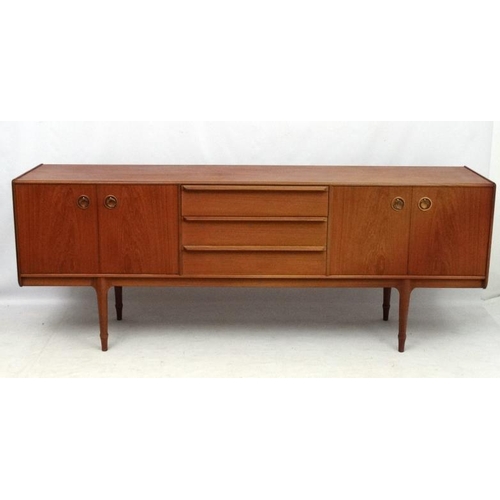 161 - Vintage Retro :    A British A H McIntosh & Co. Ltd., Kirkaldy  teak sideboard having three central ... 