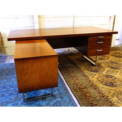 163 - *Vintage Retro :   A British Rosewood? Desk in the manner of Robin Day with chromed legs etc. 39 1/2... 