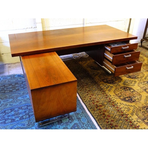 163 - *Vintage Retro :   A British Rosewood? Desk in the manner of Robin Day with chromed legs etc. 39 1/2... 