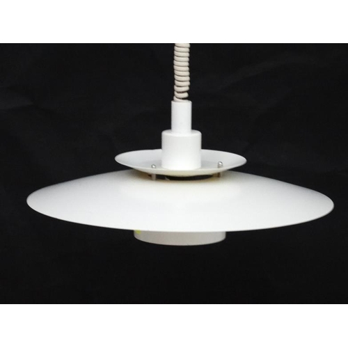 172 - Vintage Retro : a Danish Pendant lamp / light   ( rise and fall ) a white liveried Dana Light Type P... 