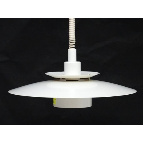 172 - Vintage Retro : a Danish Pendant lamp / light   ( rise and fall ) a white liveried Dana Light Type P... 