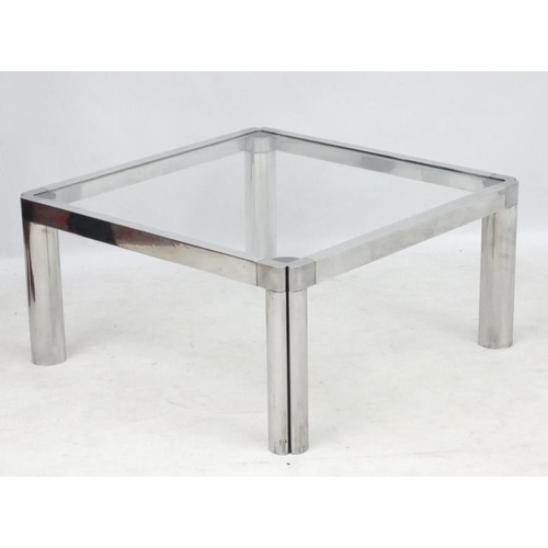 176 - Mid Century / Hollywood Regency : a four shaped leg aluminium and plate glass topped coffee table, 3... 