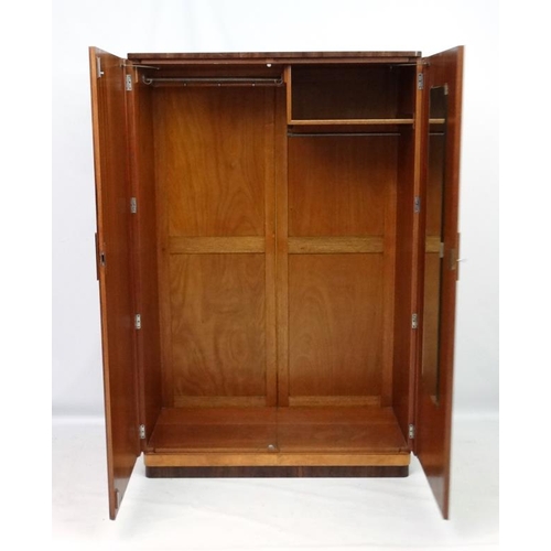 177 - Art Deco : Two Satinwood matching wardrobes ,  his and hers , both with quarter veneered decoration,... 