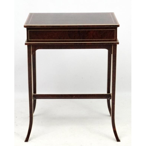 182 - Art Deco : A metamorphic amboyna writing table with strung and cross banded detail. In the manner of... 