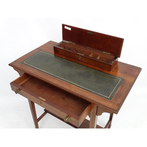 186 - Heel & Son London : A Rosewood ladies writing desk. Signed . 30'' wide x 17'' deep x 32 1/4'' high