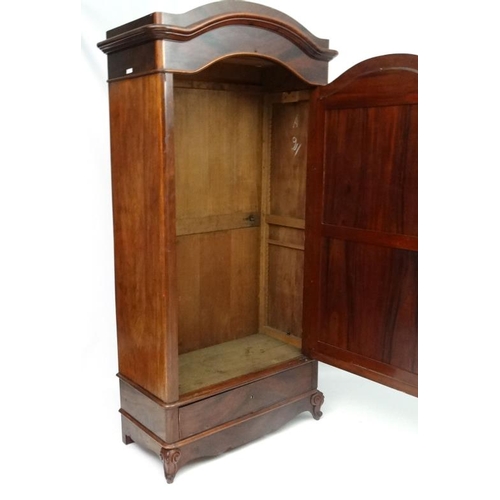 188 - A 19thC French mahogany armoire with mirror to door and drawer under 90'' high x 45'' wide x 21 1/2'... 