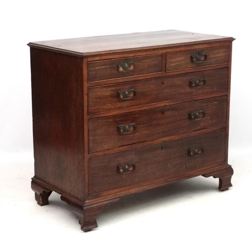 195 - A Geo III mahogany cross banded chest on ogee feet 40 3/4'' wide x 20 1/2'' deep x 35 1/4'' high