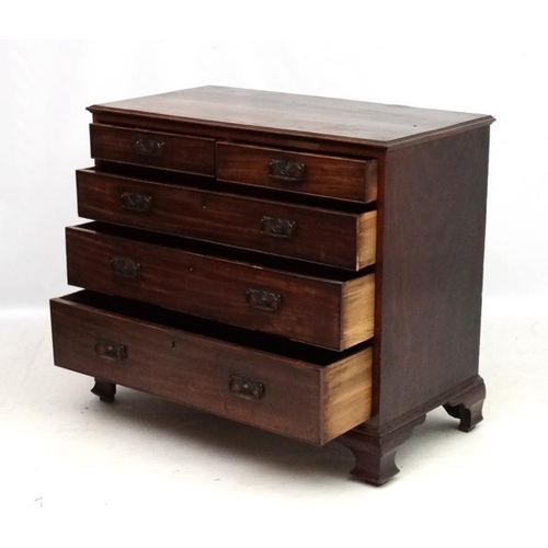 195 - A Geo III mahogany cross banded chest on ogee feet 40 3/4'' wide x 20 1/2'' deep x 35 1/4'' high