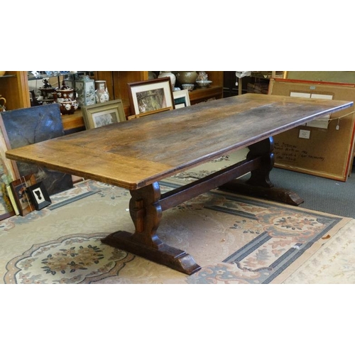 204 - A c.1900 oak refectory table (seats 10-12) 50'' wide x approx 102'' long