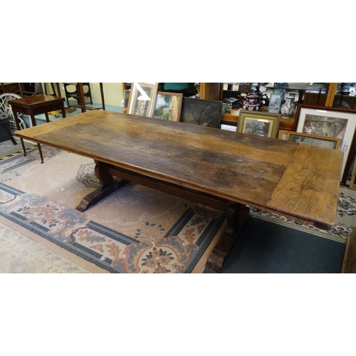 204 - A c.1900 oak refectory table (seats 10-12) 50'' wide x approx 102'' long