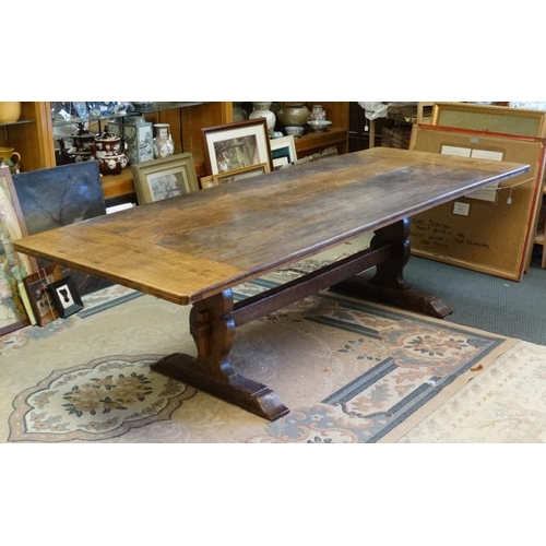 204 - A c.1900 oak refectory table (seats 10-12) 50'' wide x approx 102'' long