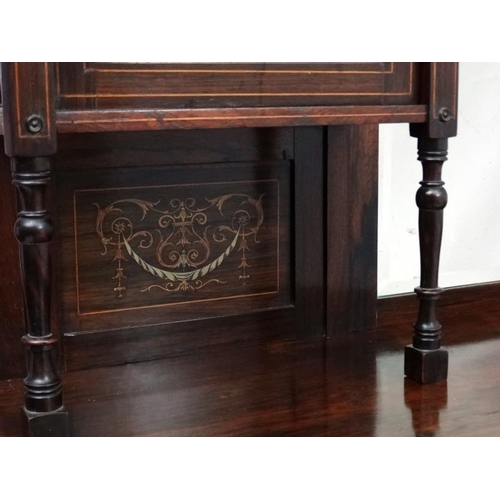 222 - A late 19thC inlaid Rosewood mirror back display sideboard 54'' wide x 92 1/2'' high x 16'' deep