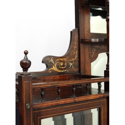 222 - A late 19thC inlaid Rosewood mirror back display sideboard 54'' wide x 92 1/2'' high x 16'' deep