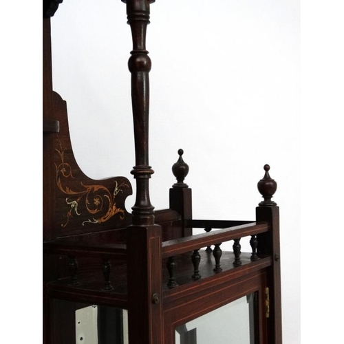 222 - A late 19thC inlaid Rosewood mirror back display sideboard 54'' wide x 92 1/2'' high x 16'' deep