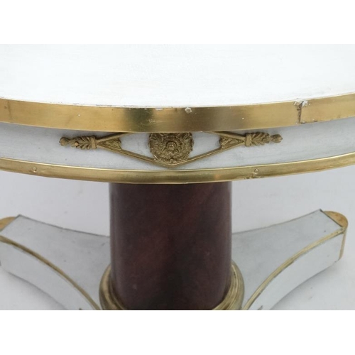 225 - A late 19thC Austro Hungarian circular centre tripod table with mahogany brass and white painted dec... 