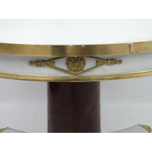 225 - A late 19thC Austro Hungarian circular centre tripod table with mahogany brass and white painted dec... 