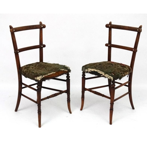 240 - A pair of Victorian faux rosewood boudoir chairs with upholstered seats 32'' high