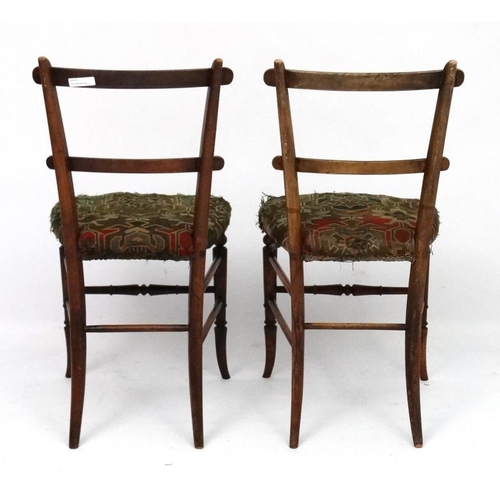 240 - A pair of Victorian faux rosewood boudoir chairs with upholstered seats 32'' high