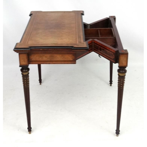 247 - A Louis XV French inlaid walnut card table with concertina action and ormolu mounts and walnut and b... 