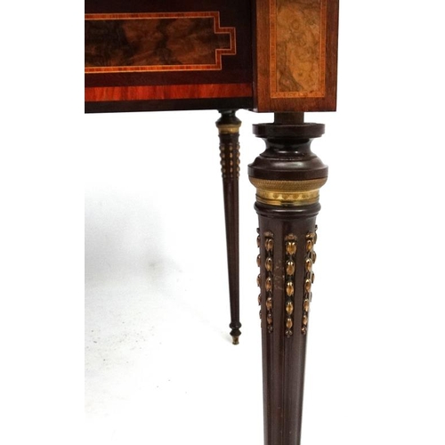 247 - A Louis XV French inlaid walnut card table with concertina action and ormolu mounts and walnut and b... 