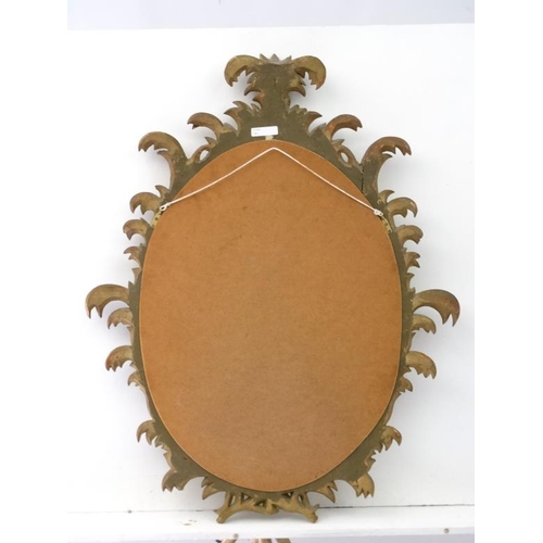 249 - A 20thC gilt acanthus bordered wall mirror 37 1/2''  high x 30'' wide