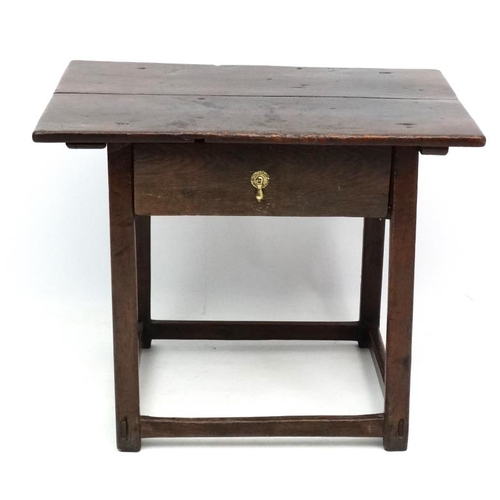 262 - A 17thC oak side table /low boy with drawer under 33'' wide x 23 1/2'' deep x 26 1/2'' high