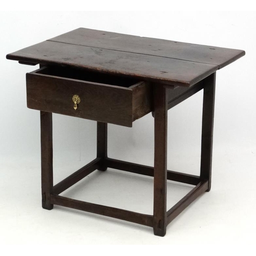 262 - A 17thC oak side table /low boy with drawer under 33'' wide x 23 1/2'' deep x 26 1/2'' high