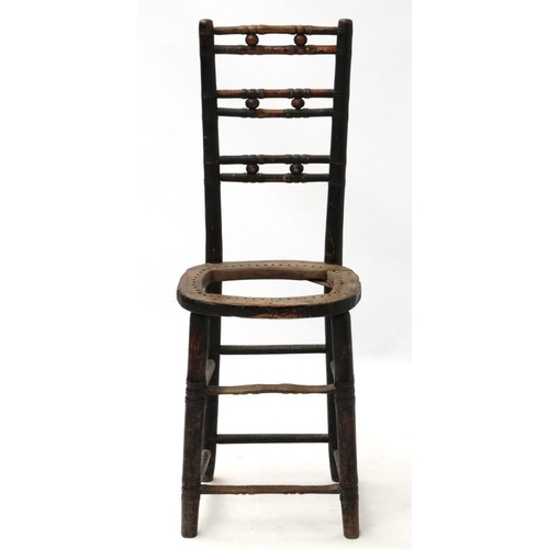 263 - A 19thC ebonised faux bamboo Mendlesham correctional chair 35'' high