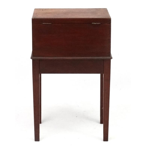 267 - A circa 1890 2-part mahogany document box / filing cabinet on stand with compartments and hinged lid... 