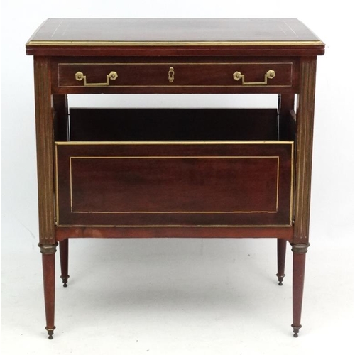 270 - A Louis XVII Style ( c.1900)  card table with folding and swivel top, draw to one end ( 3 faux drawe... 