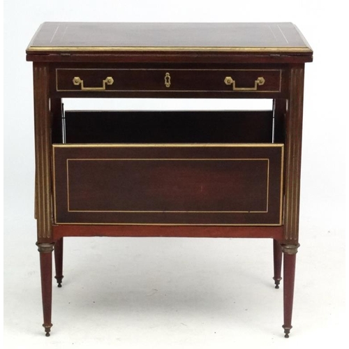 270 - A Louis XVII Style ( c.1900)  card table with folding and swivel top, draw to one end ( 3 faux drawe... 