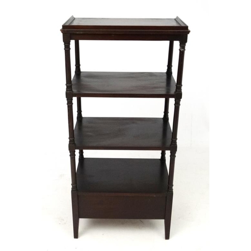 274 - Ferguson Brothers : A 19thC style mahogany four tier what-not with drawer under 39'' high x 18 1/2''... 