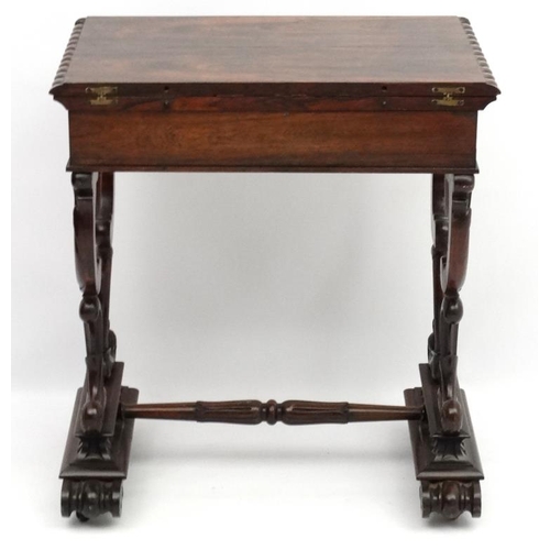 278 - A Regency rosewood games table with fold over top 25 3/4'' wide