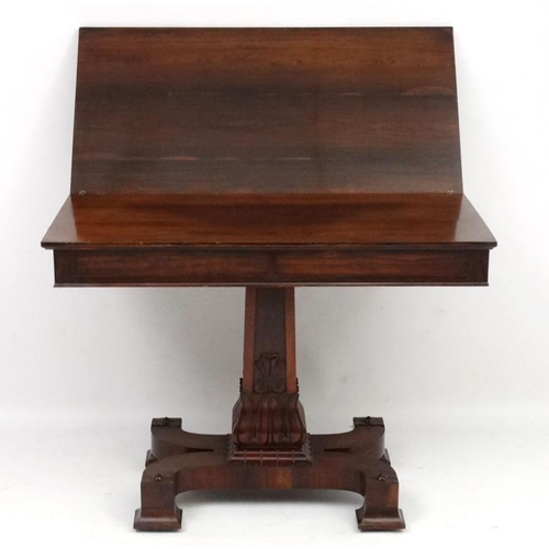 279 - A C.1800 Manner of T&G Seddon rosewood fold over pedestal tea table 40'' wide x 20'' deep(closed)  x... 