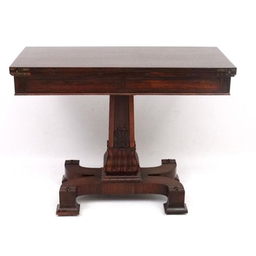 279 - A C.1800 Manner of T&G Seddon rosewood fold over pedestal tea table 40'' wide x 20'' deep(closed)  x... 