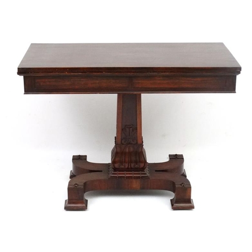 279 - A C.1800 Manner of T&G Seddon rosewood fold over pedestal tea table 40'' wide x 20'' deep(closed)  x... 