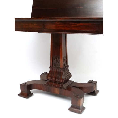 279 - A C.1800 Manner of T&G Seddon rosewood fold over pedestal tea table 40'' wide x 20'' deep(closed)  x... 