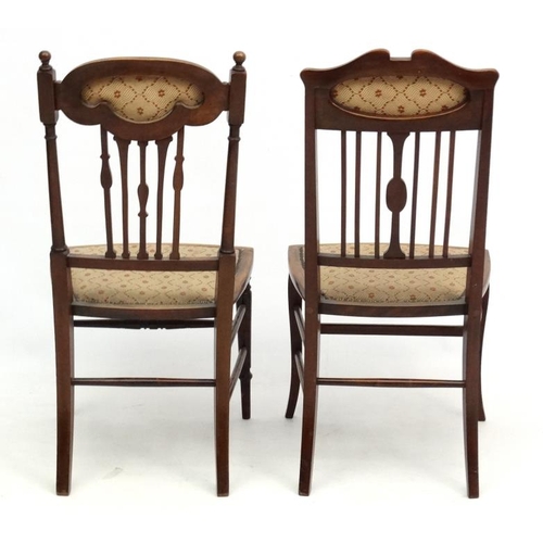 280 - Two Edwardian inlaid mahogany bedroom chairs, the tallest 34'' high