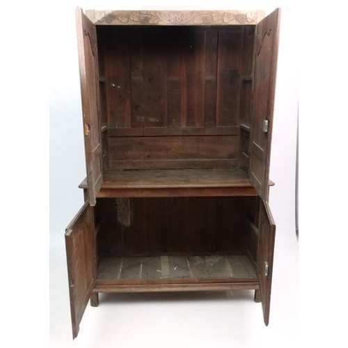 294 - A late 19thC French Farmhouse cupboard on cupboard. 60'' wide x 92'' high x 24 1/2'' deep